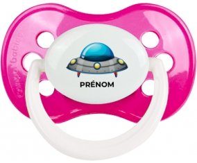 Soucoupe volante toys Fusée avec prénom : Rose foncé classique Tétine embout anatomique