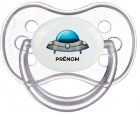 Soucoupe volante toys Fusée avec prénom : Transparente classique Tétine embout anatomique