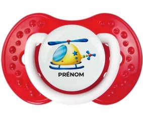 Jouet toys Hélicoptère design-1 avec prénom : Blanc-rouge classique Tétine embout Lovi Dynamic