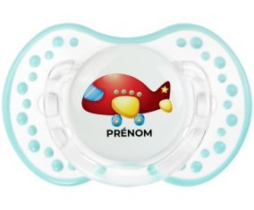 Jouet toys Avion design-2 avec prénom : Retro-blanc-lagon classique Tétine embout Lovi Dynamic