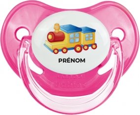 Jouet toys Train design-1 avec prénom : Rose classique Tétine embout physiologique