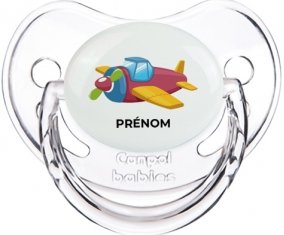 Jouet toys Avion design-3 avec prénom : Transparent classique Tétine embout physiologique