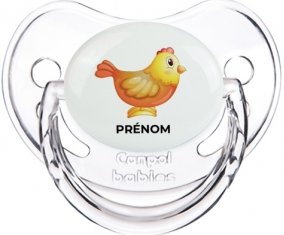 Jouet toys Poule avec prénom : Transparent classique Tétine embout physiologique