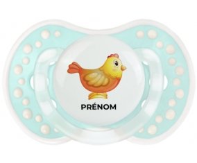 Jouet toys Poule avec prénom : Retro-turquoise-lagon classique Tétine embout Lovi Dynamic