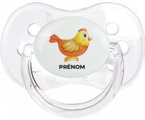 Jouet toys Poule avec prénom : Transparent classique Tétine embout cerise