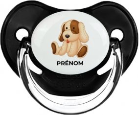 Jouet toys Chiot avec prénom : Noir classique Tétine embout physiologique