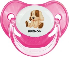 Jouet toys Chiot avec prénom : Rose classique Tétine embout physiologique