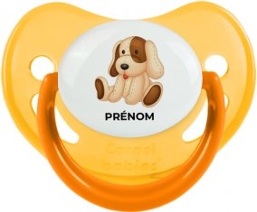 Jouet toys Chiot avec prénom : Jaune phosphorescente Tétine embout physiologique