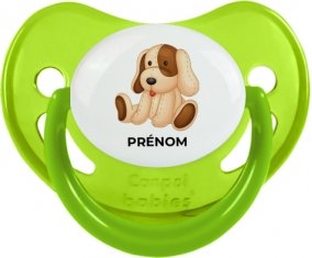Jouet toys Chiot avec prénom : Vert phosphorescente Tétine embout physiologique