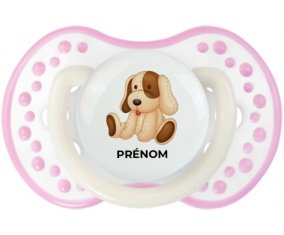 Jouet toys Chiot avec prénom : Blanc-rose phosphorescente Tétine embout Lovi Dynamic