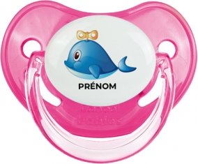 Jouet toys Dauphin avec prénom : Rose classique Tétine embout physiologique