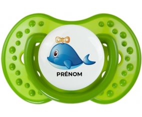 Jouet toys Dauphin avec prénom : Vert classique Tétine embout Lovi Dynamic
