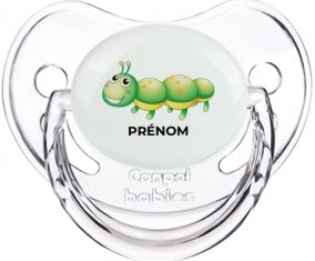 Jouet toys Chenille avec prénom : Transparent classique Tétine embout physiologique
