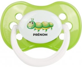 Jouet toys Chenille avec prénom : Vert classique Tétine embout anatomique