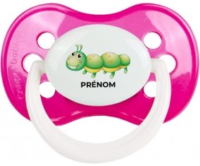 Jouet toys Chenille avec prénom : Rose foncé classique Tétine embout anatomique