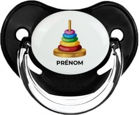 Jouet toys à empiler avec prénom : Noir classique Tétine embout physiologique