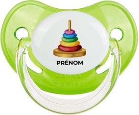 Jouet toys à empiler avec prénom : Vert classique Tétine embout physiologique