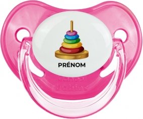 Jouet toys à empiler avec prénom : Rose classique Tétine embout physiologique
