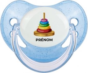 Jouet toys à empiler avec prénom : Bleue à paillette Tétine embout physiologique
