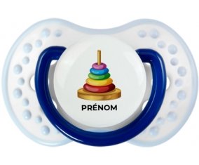 Jouet toys à empiler avec prénom : Marine-blanc-bleu classique Tétine embout Lovi Dynamic