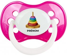Jouet toys à empiler avec prénom : Rose foncé classique Tétine embout anatomique