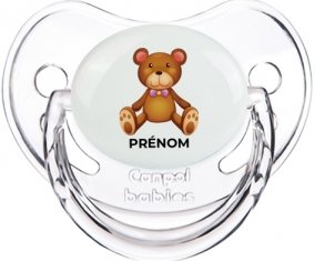 Jouet toys ours avec prénom : Transparent classique Tétine embout physiologique