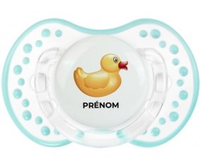 Jouet toys petit canard jaune avec prénom : Retro-blanc-lagon classique Tétine embout Lovi Dynamic