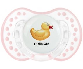 Jouet toys petit canard jaune avec prénom : Retro-blanc-rose-tendre classique Tétine embout Lovi Dynamic