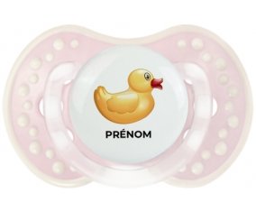 Jouet toys petit canard jaune avec prénom : Retro-rose-tendre classique Tétine embout Lovi Dynamic