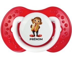 Jouet toys singe avec prénom : Blanc-rouge classique Tétine embout Lovi Dynamic