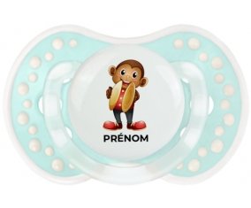Jouet toys singe avec prénom : Retro-turquoise-lagon classique Tétine embout Lovi Dynamic
