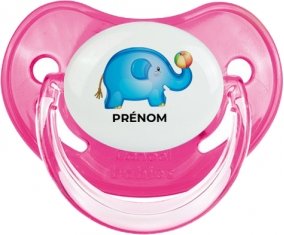 Jouet toys éléphant avec prénom : Rose classique Tétine embout physiologique