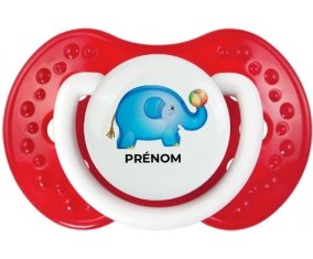 Jouet toys éléphant avec prénom : Blanc-rouge classique Tétine embout Lovi Dynamic