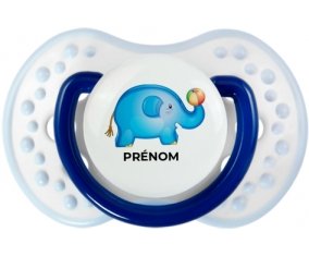 Jouet toys éléphant avec prénom : Marine-blanc-bleu classique Tétine embout Lovi Dynamic