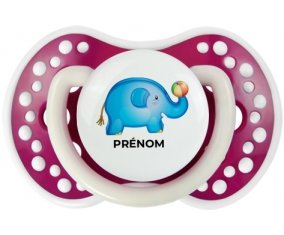 Jouet toys éléphant avec prénom : Fuchsia phosphorescente Tétine embout Lovi Dynamic