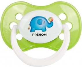 Jouet toys éléphant avec prénom : Vert classique Tétine embout anatomique