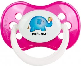 Jouet toys éléphant avec prénom : Rose foncé classique Tétine embout anatomique