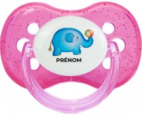 Jouet toys éléphant avec prénom : Rose à paillette Tétine embout cerise