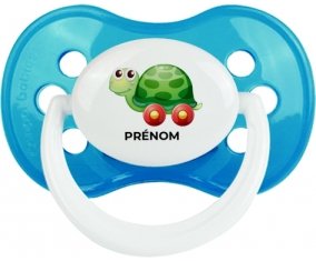 Jouet toys tortue avec roues avec prénom : Cyan classique Tétine embout anatomique