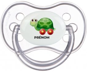 Jouet toys tortue avec roues avec prénom : Transparente classique Tétine embout anatomique