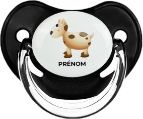 Jouet toys vache avec prénom : Noir classique Tétine embout physiologique