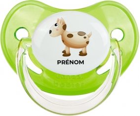 Jouet toys vache avec prénom : Vert classique Tétine embout physiologique