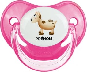 Jouet toys vache avec prénom : Rose classique Tétine embout physiologique