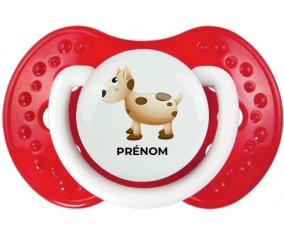 Jouet toys vache avec prénom : Blanc-rouge classique Tétine embout Lovi Dynamic