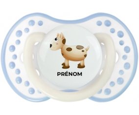 Jouet toys vache avec prénom : Blanc-cyan classique Tétine embout Lovi Dynamic