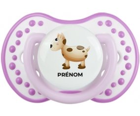 Jouet toys vache avec prénom : Blanc-mauve classique Tétine embout Lovi Dynamic