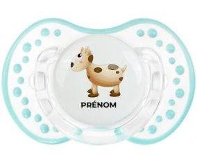 Jouet toys vache avec prénom : Retro-blanc-lagon classique Tétine embout Lovi Dynamic