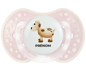 Jouet toys vache avec prénom : Retro-rose-tendre classique Tétine embout Lovi Dynamic