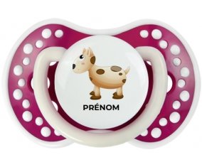 Jouet toys vache avec prénom : Fuchsia phosphorescente Tétine embout Lovi Dynamic