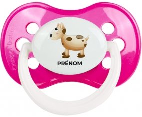 Jouet toys vache avec prénom : Rose foncé classique Tétine embout anatomique